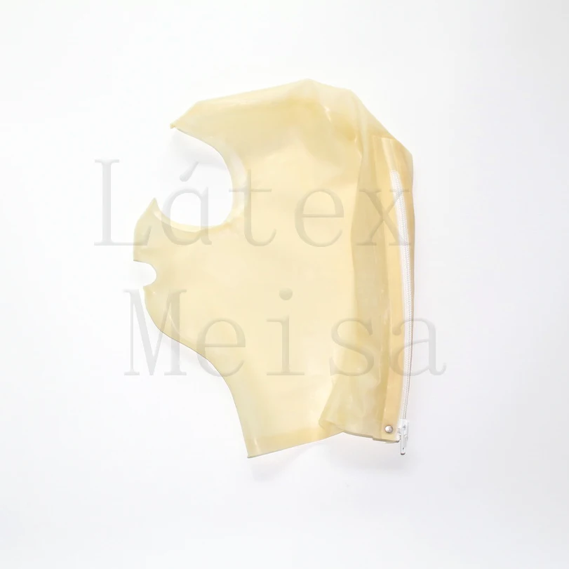 

Transparent color 100% handmade latex catsuit mask with back zip for adults