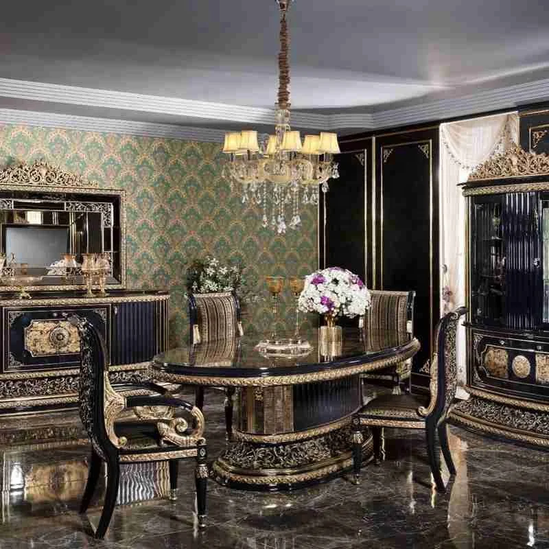 ^& Classic Royal Dining Suites Furniture for Living Room,High Quality Dining Table Set 6 Seater Luxury