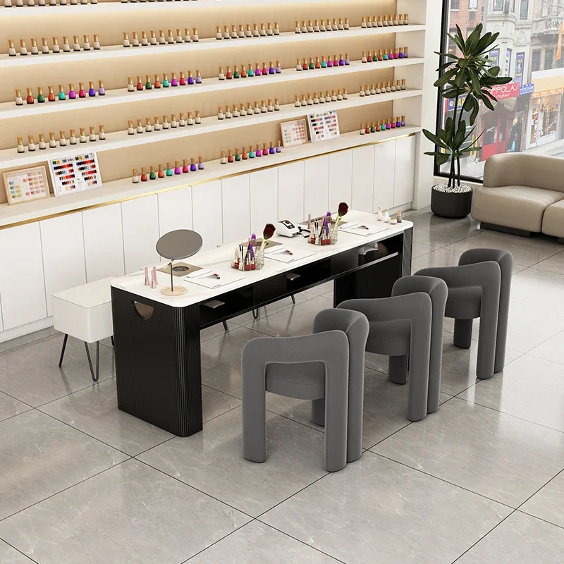 

Nordic Modern Nail Tables Manicure Dressing Marble Luxury Nail Table Reception Desks Professional Salon Furniture Mesa Uñas FYMT