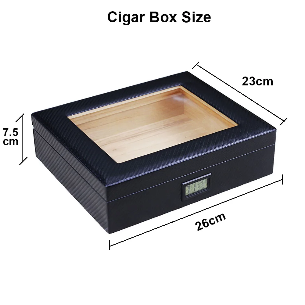 Cigar Humidor Storage Box Cedar Wood Cigar Case Moisturizing Hygrometer Constant Temperature Cigar Organizer Holds 25-30 Cigars