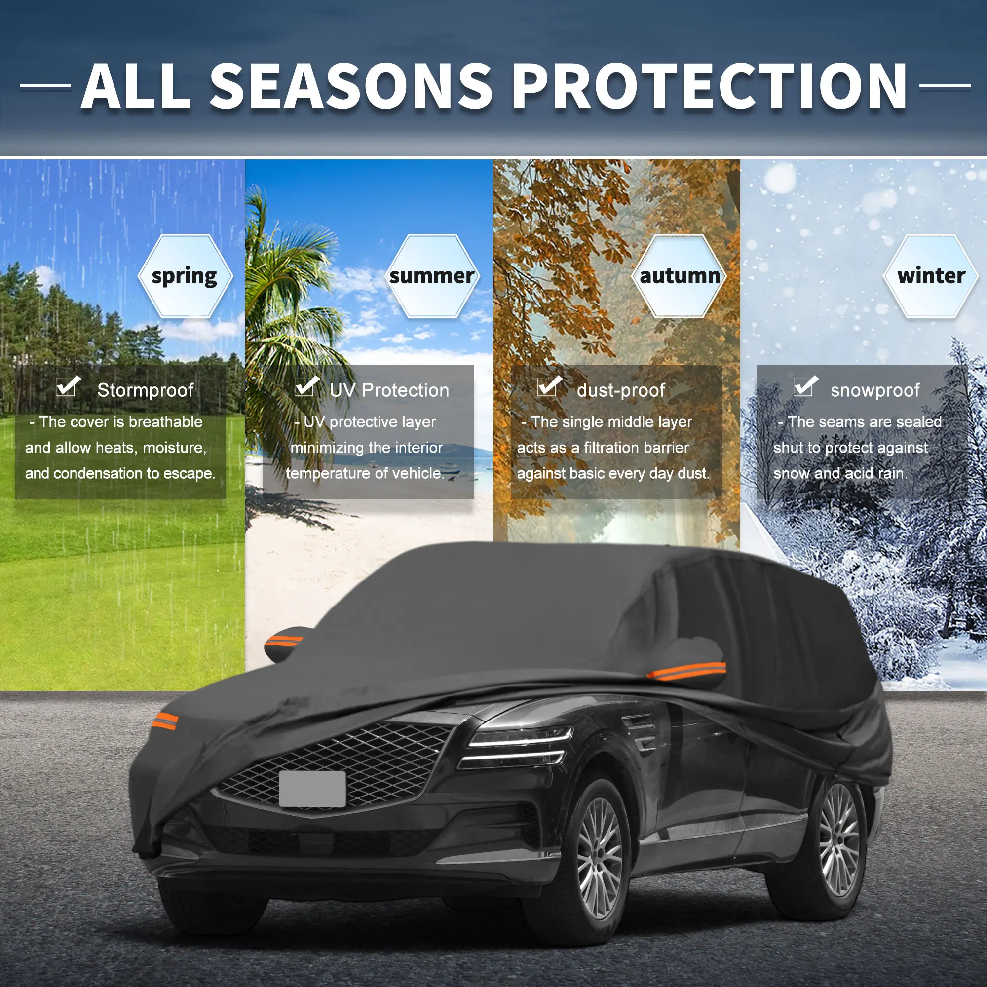 

Автомобильный чехол Uxcell с молнией левой боковой двери 210D-Pu для Genesis Gv80