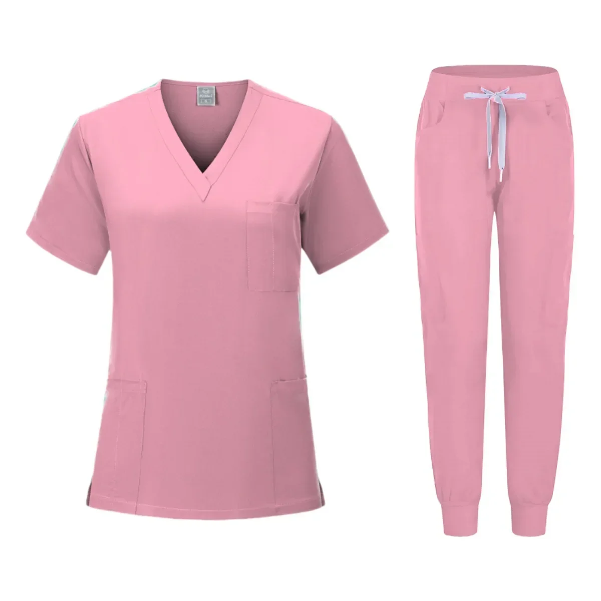 V-Neck Scrub Tops Lightweight Short-Sleeve Workwear Women's Hospital Two-Piece Scrub Sets