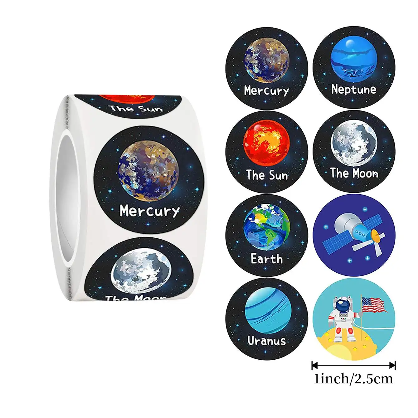100-500PCS Round Planet Stickers Kawaii Cartoon Round Seal Stickers Rolls Stickers Graffiti Luggage Sealing Label Decals Toys