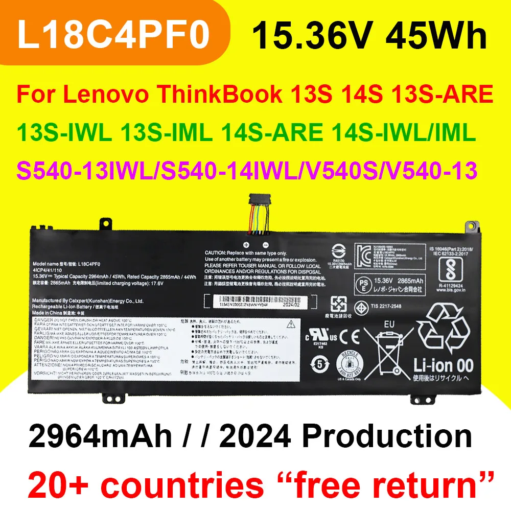 

L18C4PF0 Battery For Lenovo ThinkBook 13S 14S 13S-ARE 13S-IWL 13S-IML 14S-ARE 14S-IWL 14S-IML Series Laptop L18M4PF0 L18D4PF0