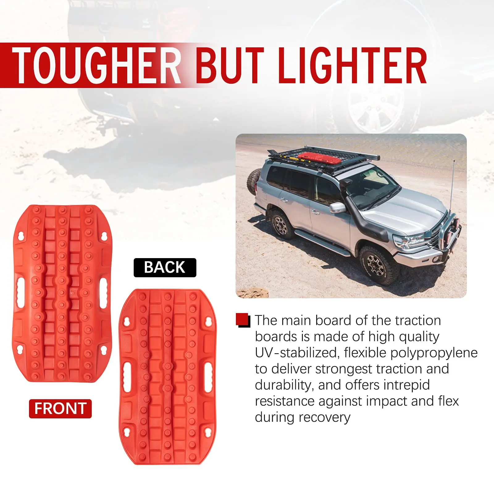 Super-Tough High Strength PP 58cm Car Off Road Accessories Traction Boards Rail Recovery 4x4 Emergency Rescue Tool Snow Sand Mud