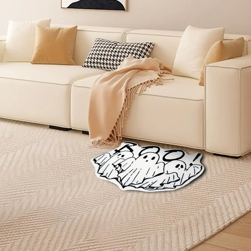 Ghost Imitation Cashmere Rug Soft Non Slip Absorbent Washable Floor Bathmat Imitation Cashmere Rug Floor Mat Spooky Halloween