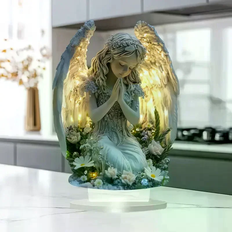 Radiant Praying Angel Statue - A Calming And Warm Desktop Decoration, The Perfect Gift For Your Home, Office Or Cafe Decor