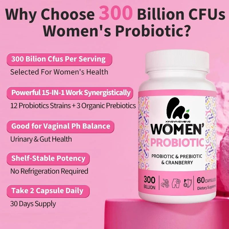 15 in 1 female 300 billion probiotics and prebiotics capsule,  vaginal, urinary tract, pH balance, immune, and bloating health