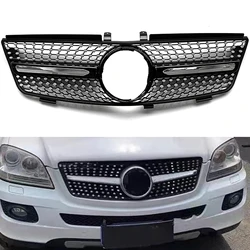 Grill Front Grille For Mercedes Benz ML Class W164 2005-2008 ML320 ML350 ML500 Black/Silver Upper Bumper Hood Mesh