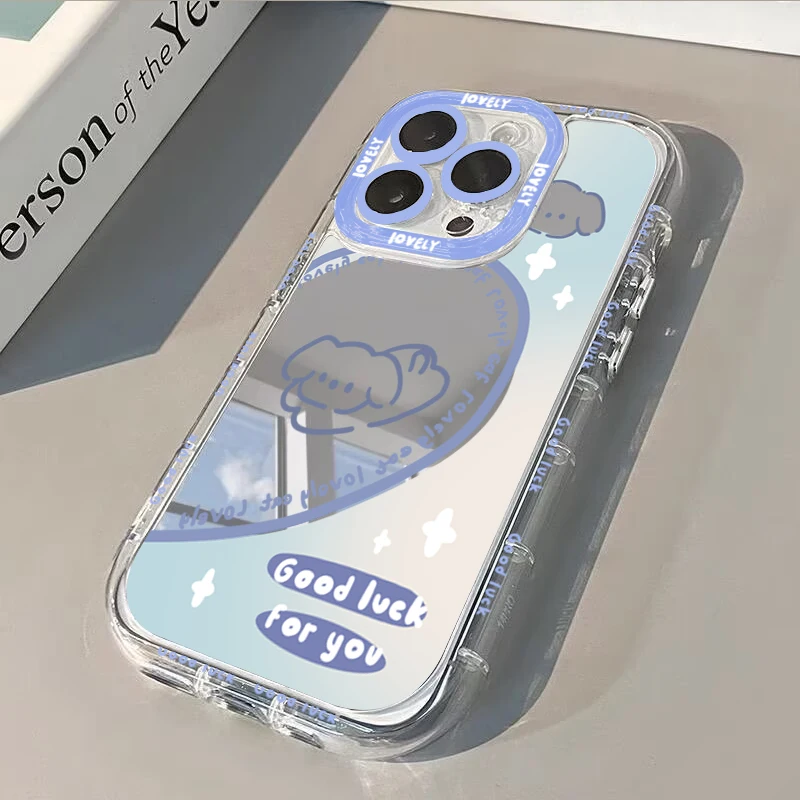 Koreanisches Paar-Herzen Air Cushion Spiegel Handyhülle für iPhone 17 15 14 16 Pro Max 13 12 11 Pro XR XS 7 8 Plus 17Air Cat Cover – Detail 16