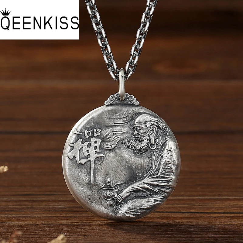 

QEENKISS 925 Sterling Silver Vintage Chan The Buddha Necklace Pendant For Men Party Birthday Wedding Christmas Father Gift PT662