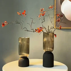 Minimalist Frosted Champagne Glass Vase Designer Recommends Ornaments Straight Tube Floral Ornaments Dining Room Flower Vase