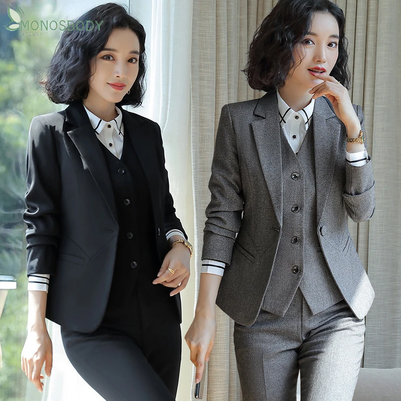 Elegante Office Lady 2 pezzi Set Business Uniform Style pantaloni Blazer Set donna pantalone abiti da lavoro abiti moda donna