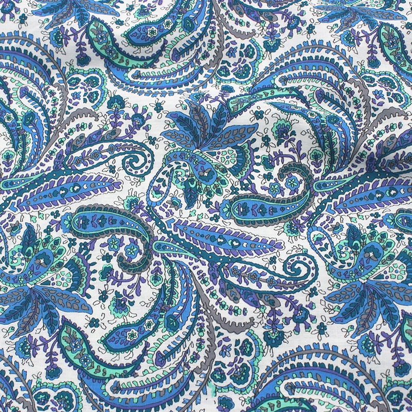 Paisley Fabric Cashew Flower Cotton Poplin Printed Cloth for Quilting Needlework Patchwork