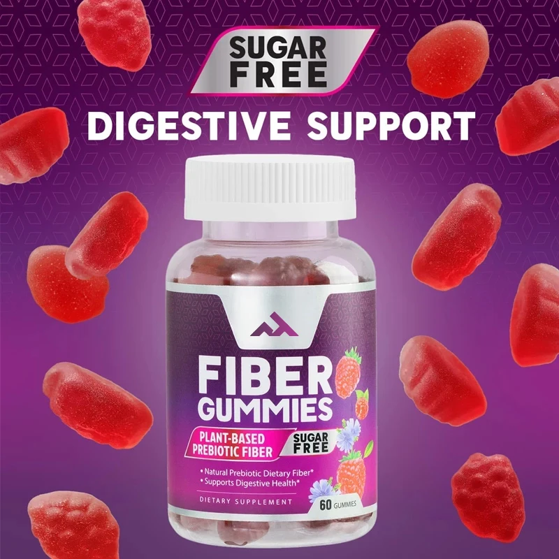 Adult Sugar Free Fiber Gummies - Support Regularity and Digestive Health, Natural Plant-based, Non GMO -60 Gummies