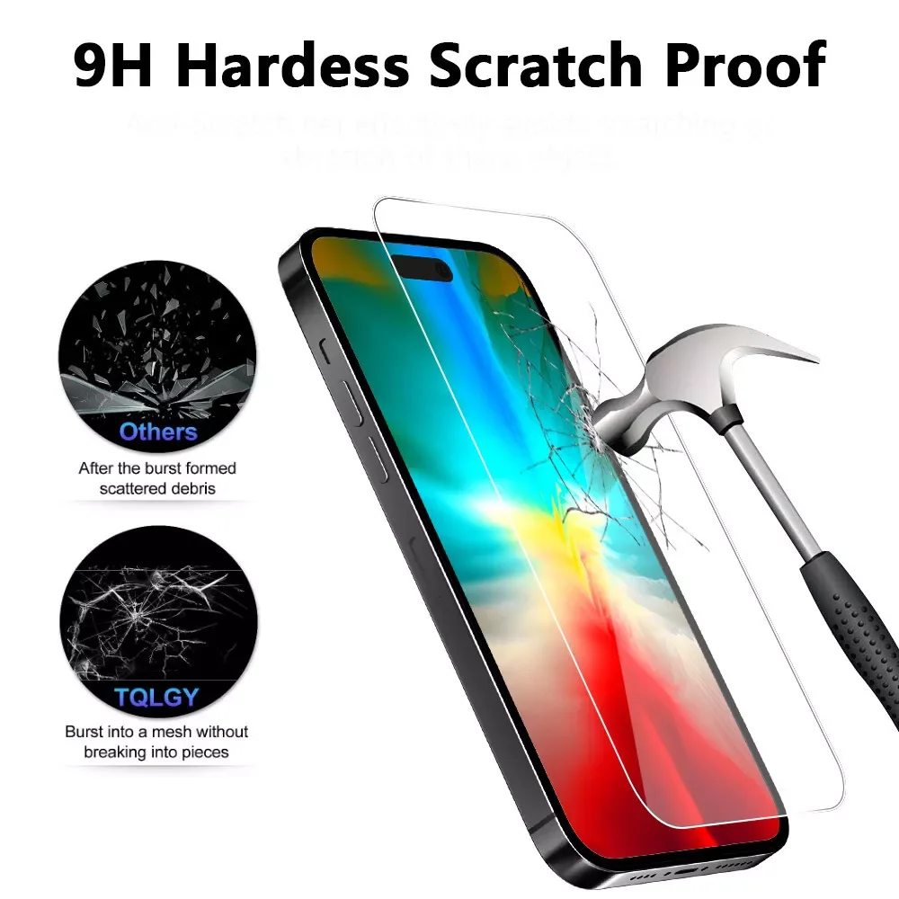 5pcs Tempered Glass For iPhone 15 Pro Max Screen Protector For iphone 7 8 11 12 13 14 Plus X XR XS Max Mini Protective Glass