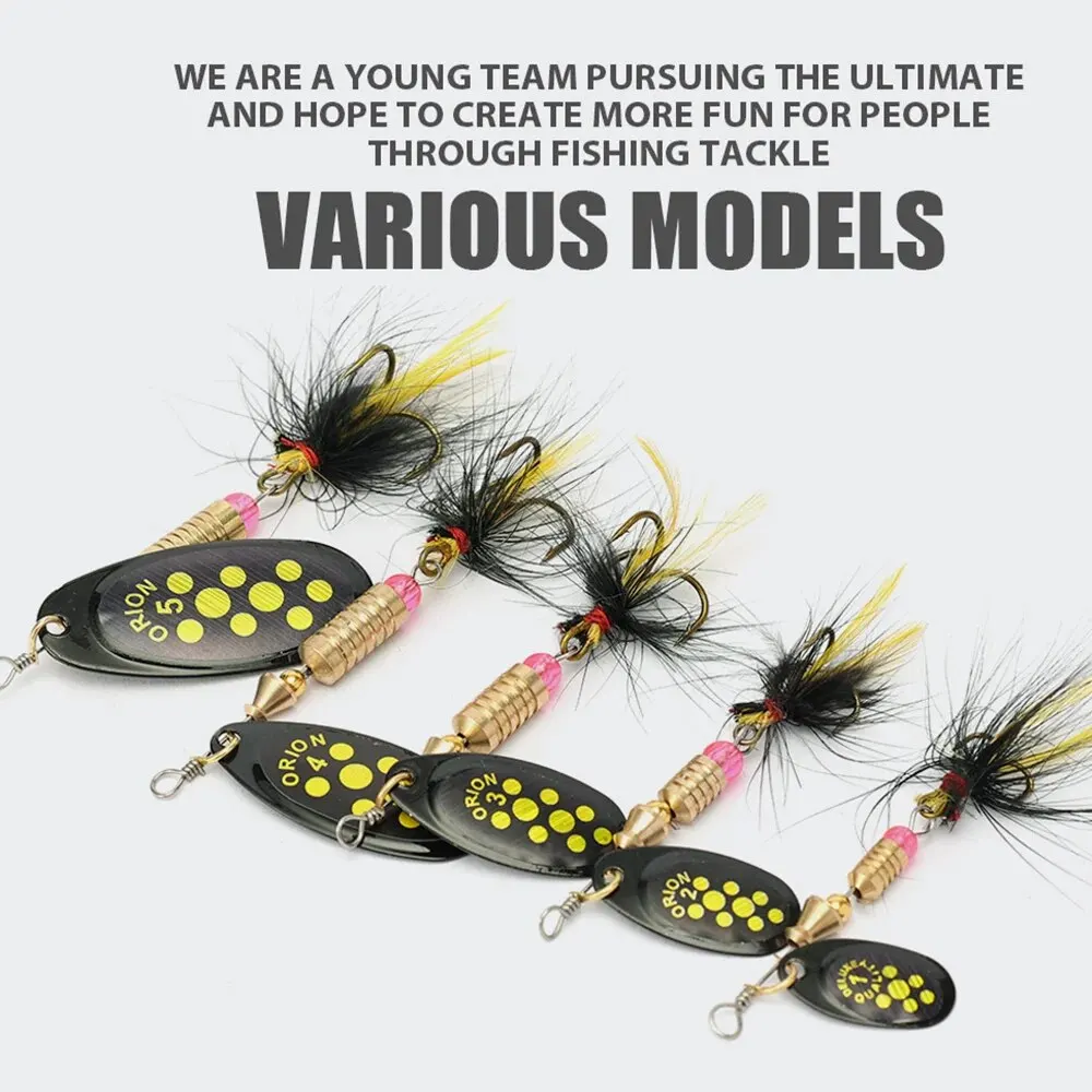 Artificial Swimbait Bait Spinner Feather Treble Hooks Fishing Lure Wobbler Trout Spoon Jig Fly Rotating Sequin Road Hook