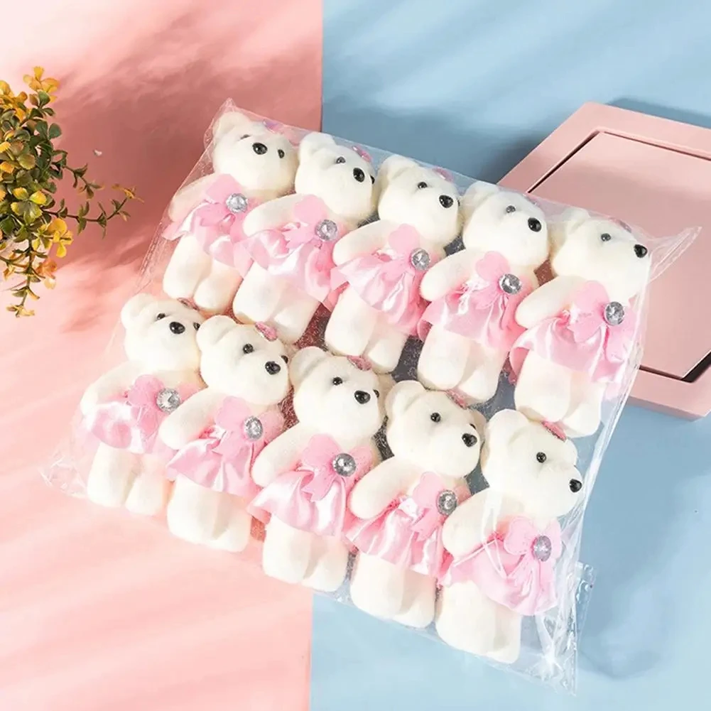 10pcs/Bag Bouquet Bear Ice Cream Diamond Bear Valentines Day Gift For Wedding Bouquet Cute Bear Beautiful Flower Gift Home Decor