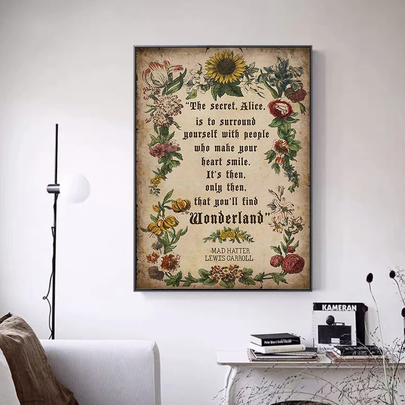 Inspirational Quote Alice In Wonderland Posters Prints Canvas Painting Cartoon Retro Wall Art For Living Room Home Decoration