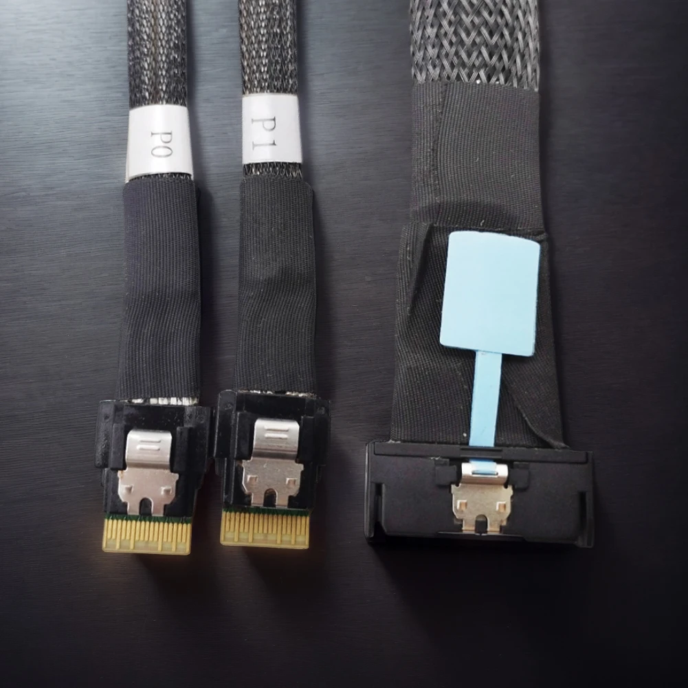 

MCIO 8i Slimline SAS To 2 Ports SFF-8654 4i Cable Male To Male Server Connection Cable 50cm Connection Cable Server Adapter