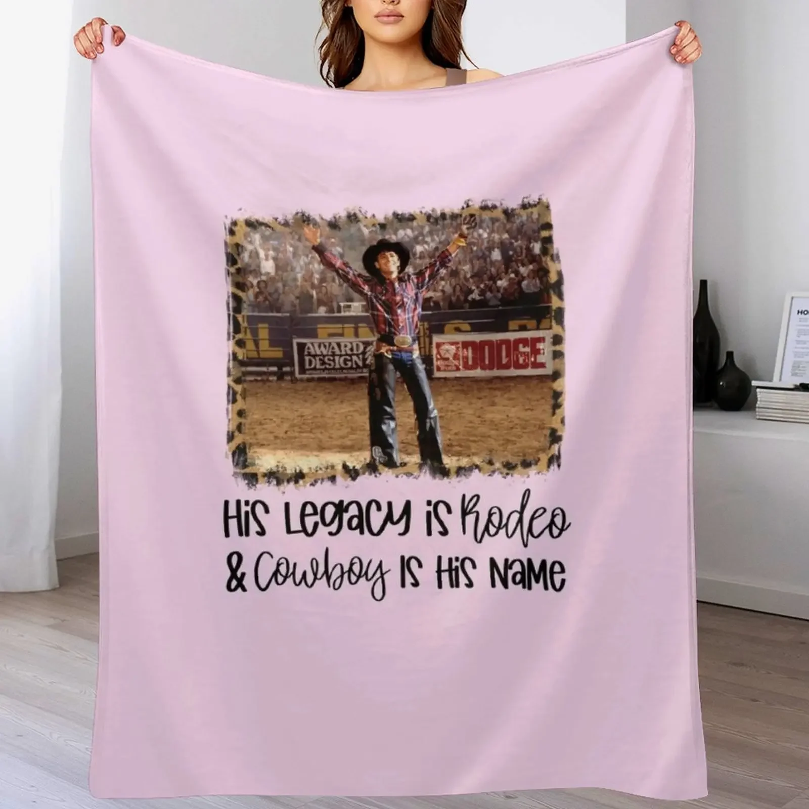 Su legado es rodeo y vaquero son nombre Waitin en carril divertido lindo 8 segundos vaquero vaquera rodeo bull rider rid Throw Blanket