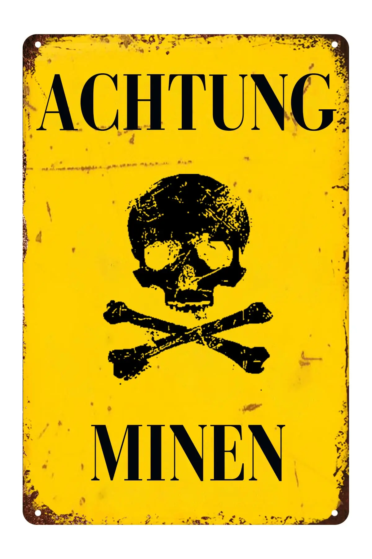 Achtung Minen Metal Signs Military Tin Sign Warning Mine Man Cave Metal Sign Plaques Poster for Yard Sign Garage Wall Decor S