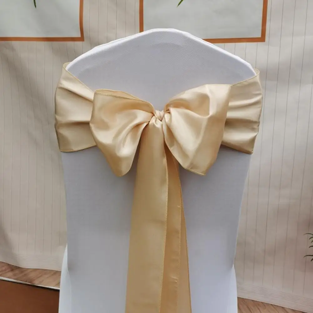 10 Pcs Satin Chair Sash Band Wedding 17x275cm Bow Tie Birthday Party Hotel Show Decoration Wholesale Shiny Nice Look Design