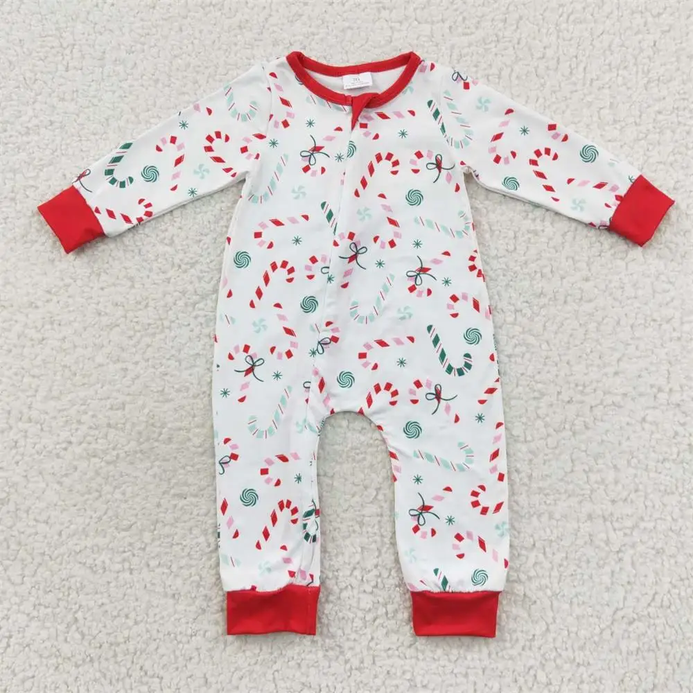 

Wholesale Newborn Zipper Long Sleeves Baby Boy Candy Jumpsuit Kids Children Clothes Christmas One-piece Toddler Boutique Romper