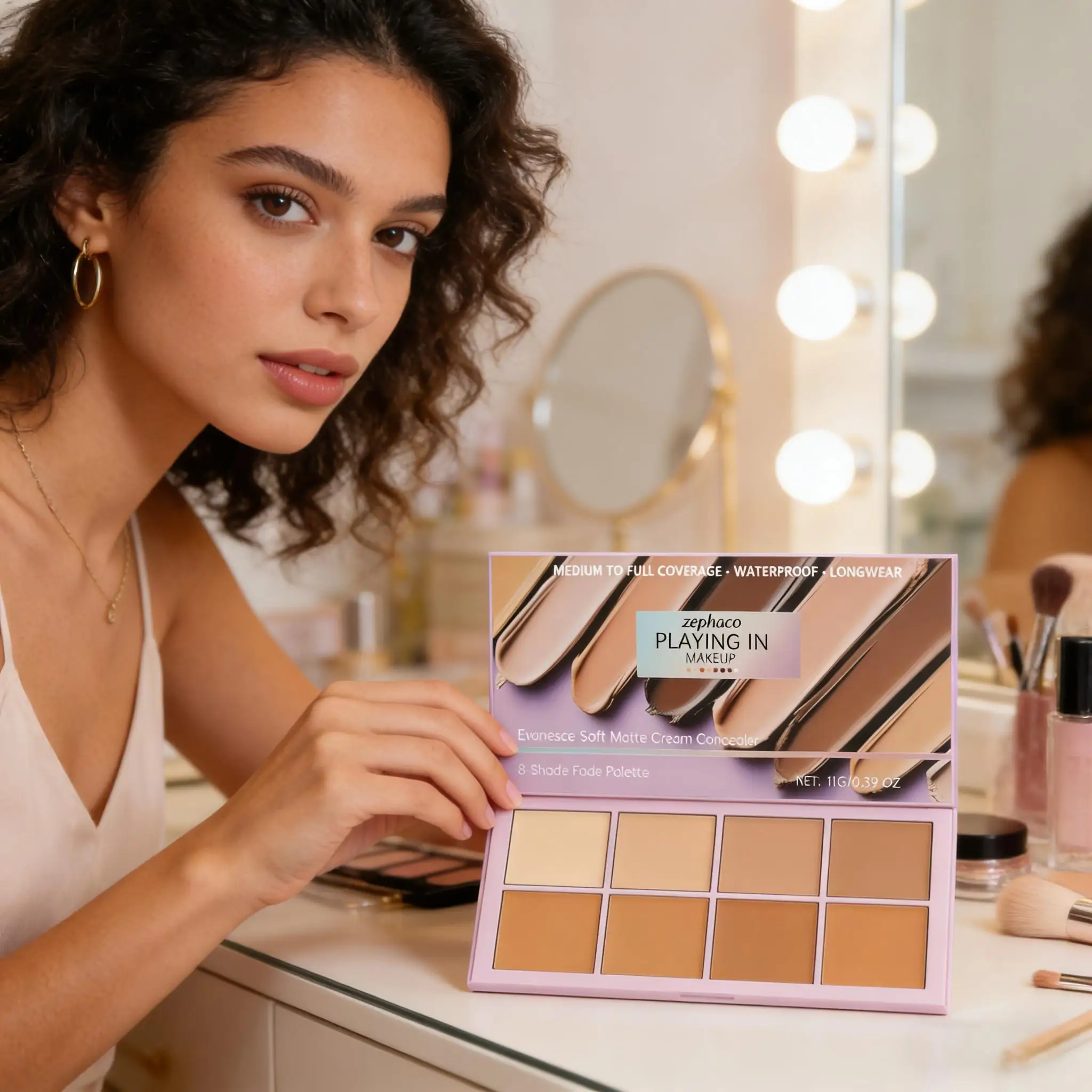 zephoco 8-Color Concealer Palette Full Coverage for Dark Circles Blemishes Acne Matte Lasting Brightening Skin Foundation Makeup