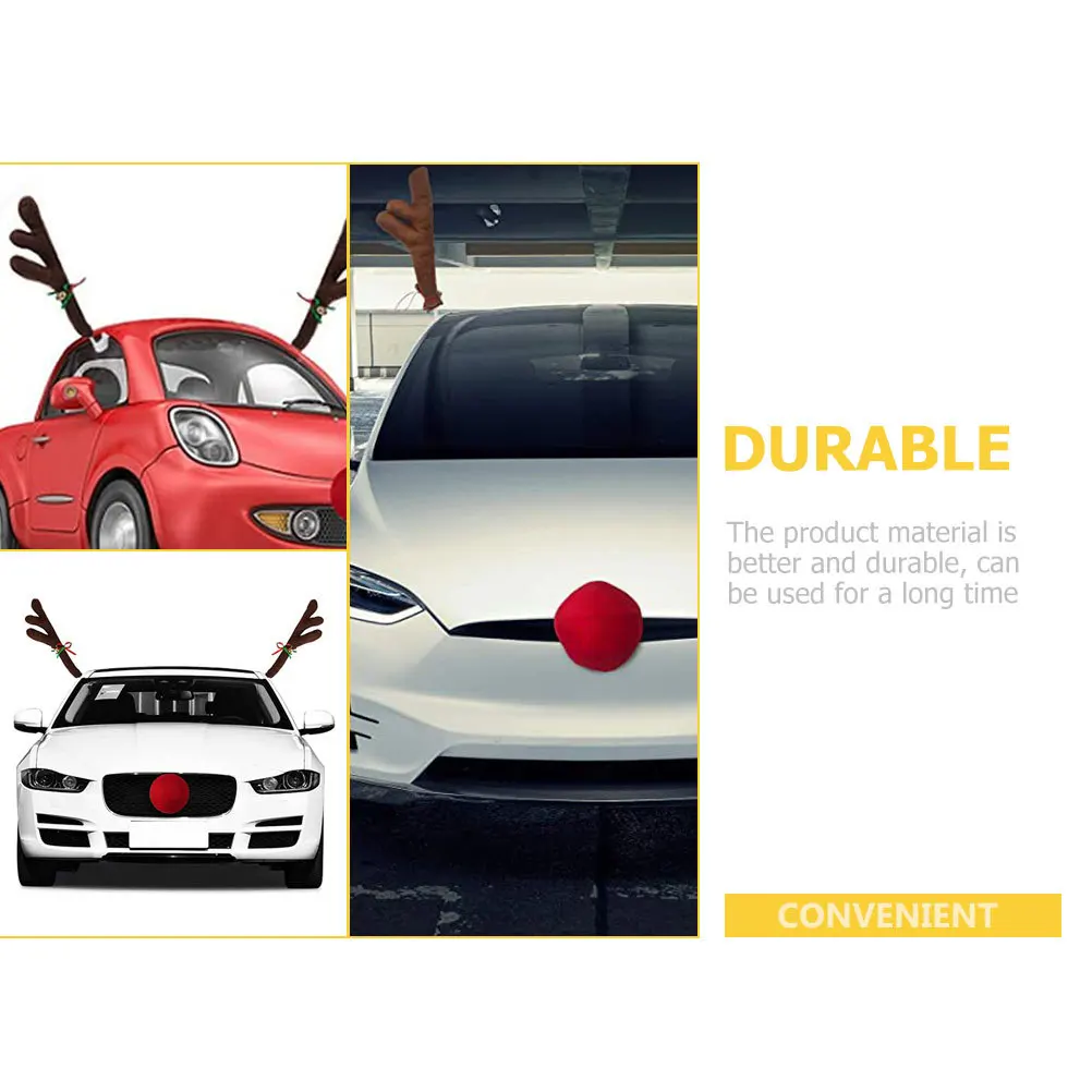 مجموعة واحدة من لوازم ديكور سيارة عيد الميلاد، زينة رنة رائعة لجميع المركبات، مستلزمات حفلات عيد الميلاد، غزال سيارة عيد الميلاد