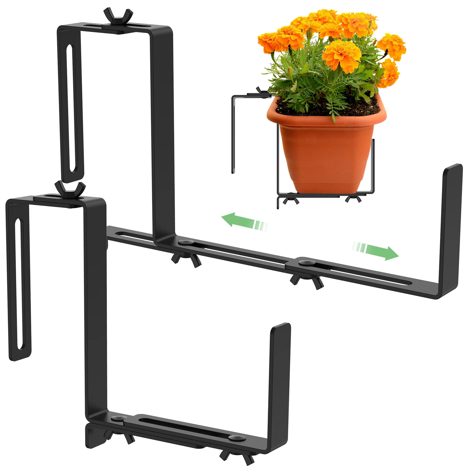 2Pcs Adjustable Planter Box Brackets Window Box Brackets Sturdy Heavy Duty Planter Box Holder Reusable Window Box