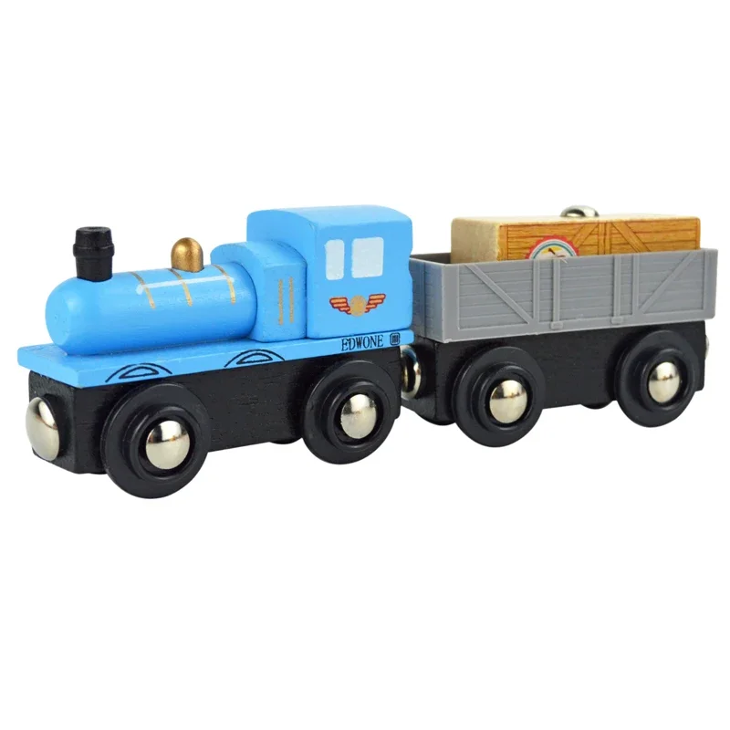 Wooden Magnetic Train Car Locomotive Toy Wood Railway Car Accessories Toys for Kids Gifts Fit Wood Biro  Tracks Model