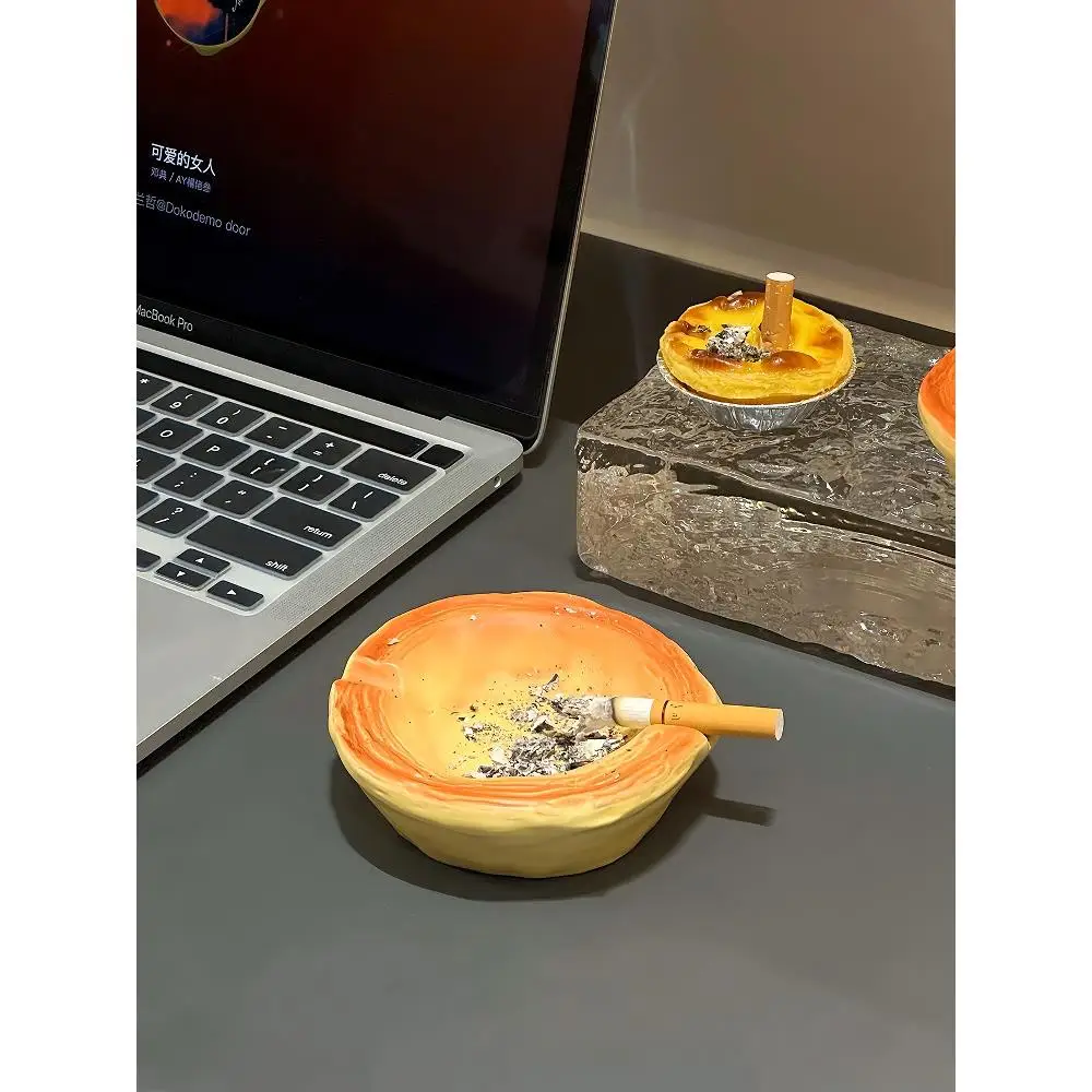 

Creative Ceramic Ashtray Home Use Egg Tart Design Cute High-End Feeling No Ash Flying Ashtray for Living Room Office