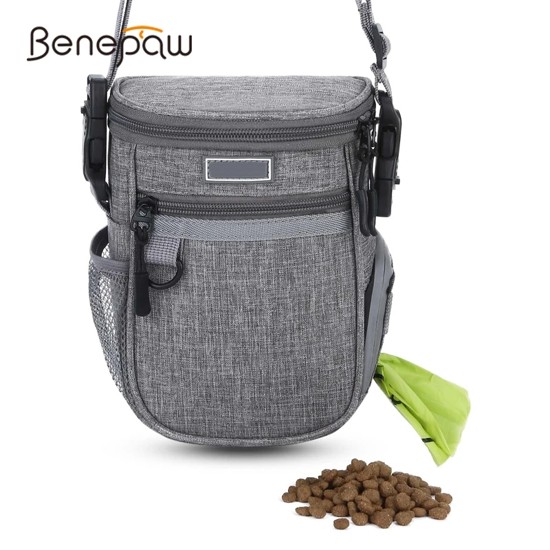 Benepaw Durable Dog Treat Bag Waterproof Adjustable Built-in Poop Bag Dispenser Pet Treat Pouch For Training Traveling Walking