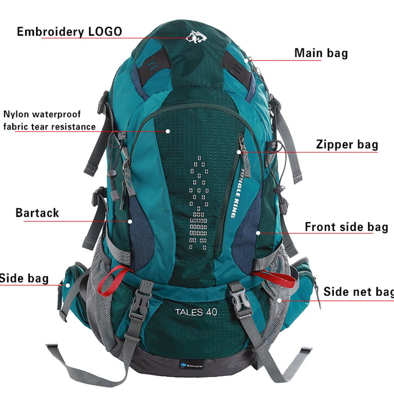 Imagem -03 - Bolsas de Esportes ao ar Livre à Prova Impermeável Água Escalada Mochilas Acampamento Caminhadas Trekking Bolsa para Homens Turismo Mochila Viagem 40l