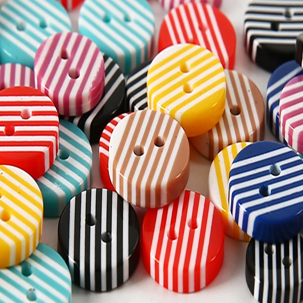 100PCS 11.5mm Resin Button Coat Sweater Button Color Circular Sweater Button Shirt Stripe Two Hole Button