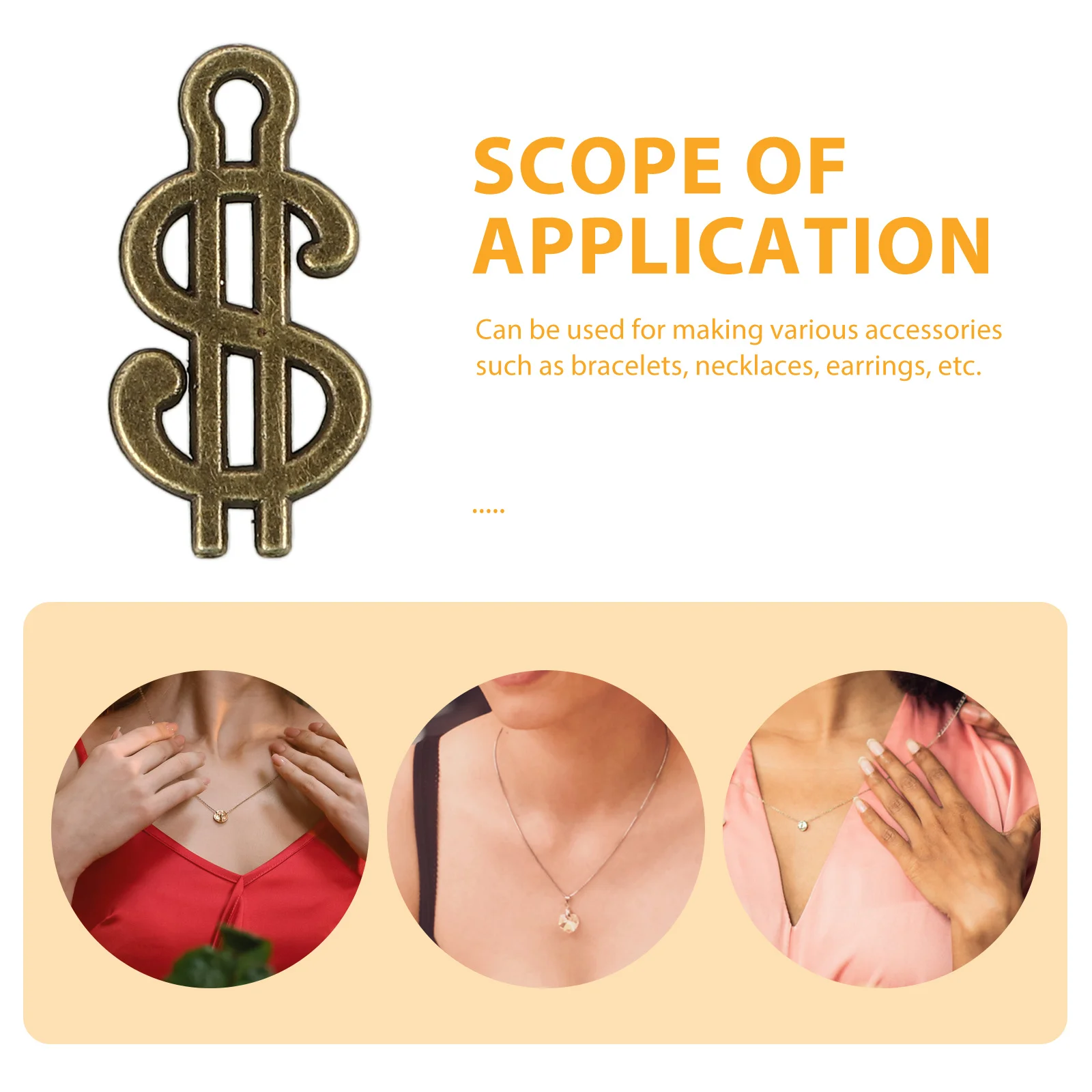 

100Pcs Alloy Jewelry Findings Vintage Dollar Charm Fine Craftsmanship Lightweight Portable Keychain Bag Hanging Decor for DIY