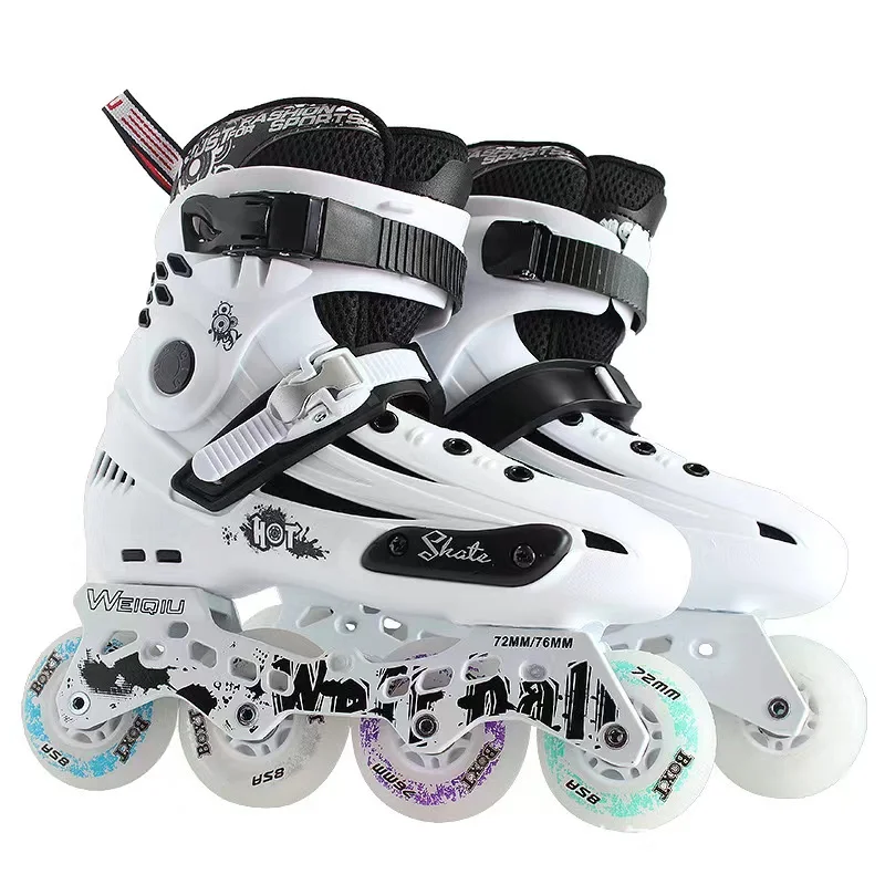 Professional FR Slalom Inline Skates for Adult, Roller Skating Shoes, Sliding Free Patines with Flash, 4 Wheel, 35-45 Speed