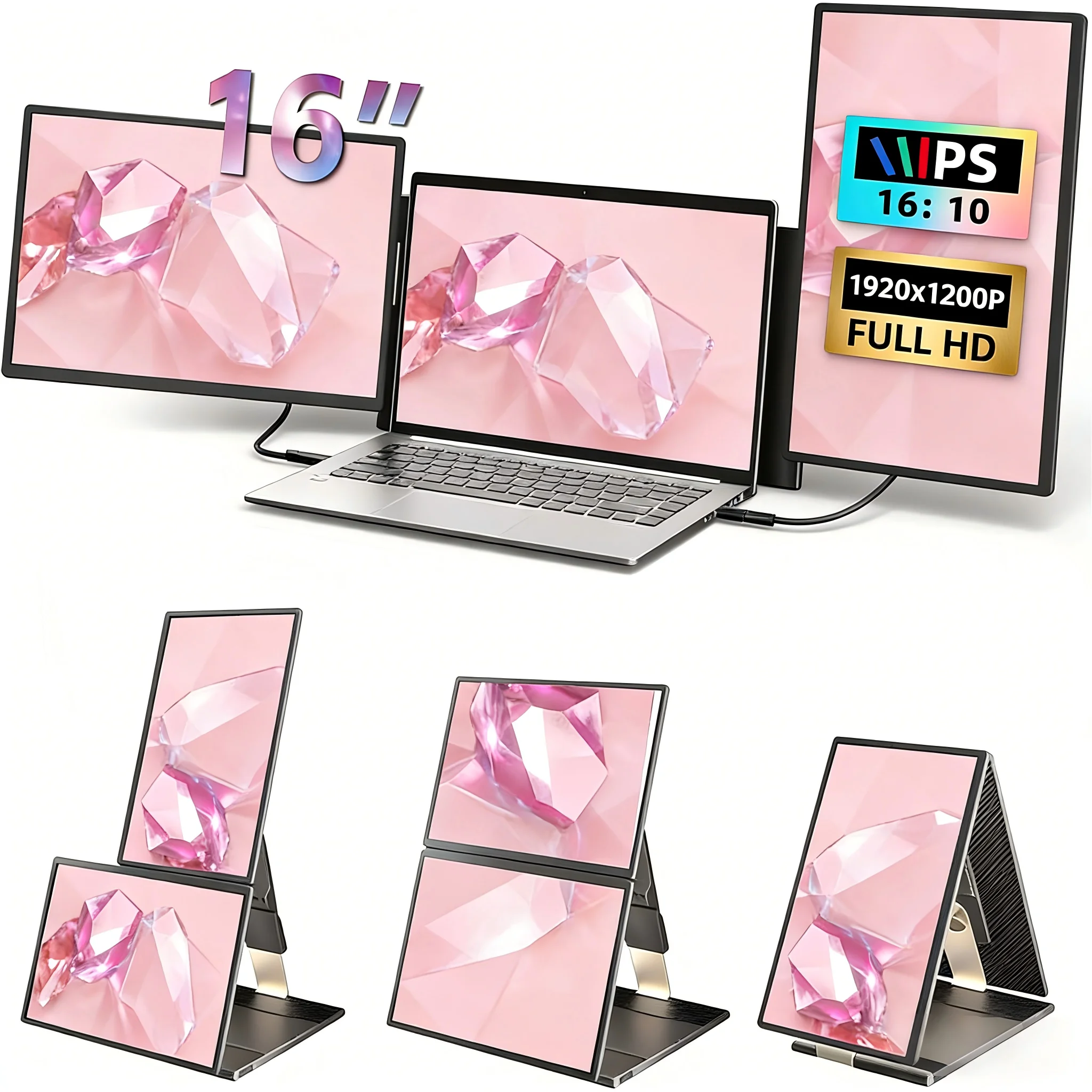 

Best Seller 16 Inch Dual Screen Laptop Monitor Extender 1920x1200 Portable USB C Display for Business and Gaming