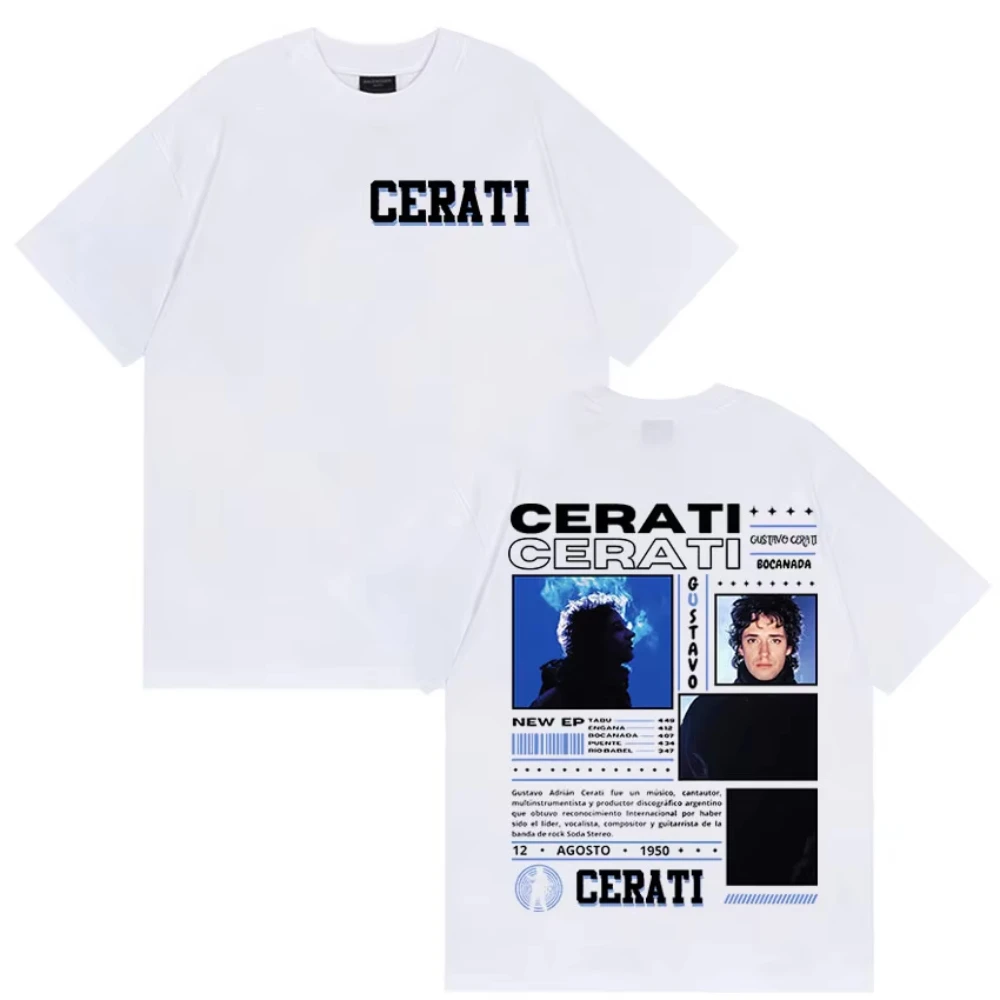 

Рэпер Gustavo Cerati Tour 2025, футболка с рисунком альбома, мужская модная хлопковая футболка большого размера, винтажная женская футболка с коротким рукавом