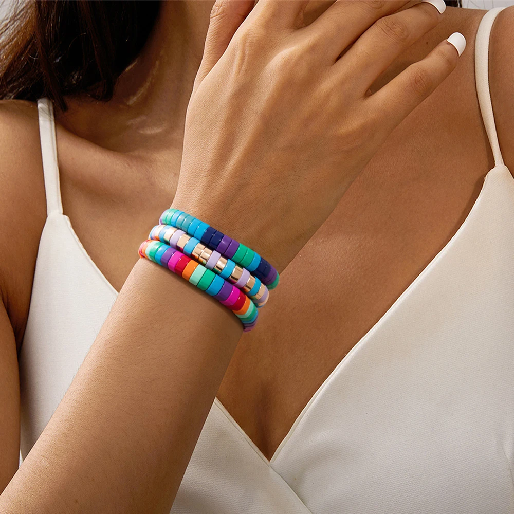 2025 New Bohemian Women Tile Bracelet Rainbow Women Colorful Bangle