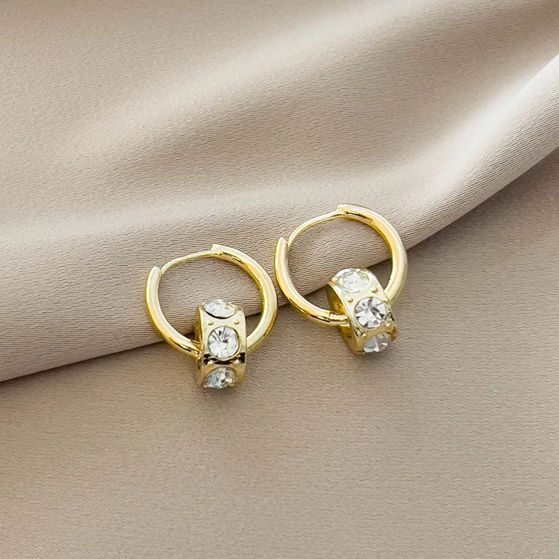 New Round Zircon Earrings for Women Gold Color Plated Dangle Earrings Aesthetic Vintage Wedding Jewelry Gifts Wholesale
