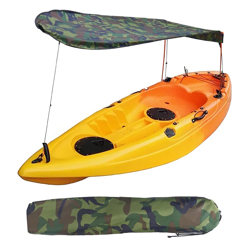 Kayak Boat Sun Shelter Sailboat Awning Top Cover Kayak Boat Canoe Sun Shade Canopy Fishing Tent Sun Rain Canopy,Camo