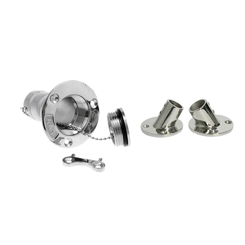 

1Pc 38Mm Boat Deck Fill/ Filler Port Gas Fuel Tank With Key Cap & 2X Boat Hand Rail Fitting Stainless Steel