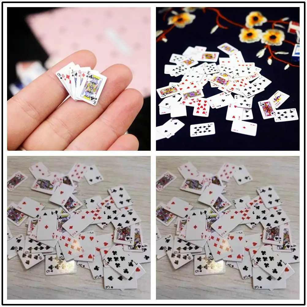 1 conjunto 1:12 bonito casa de bonecas em miniatura bonito mini poker jogando cartas estilo aleatório mini bonito poker para dollhouse