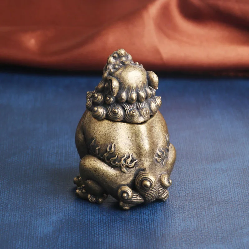 Pure Brass Antique Style Roaring Desktop Ornament Auspicious Beast Sandalwood Incense Burner Decoration Ant