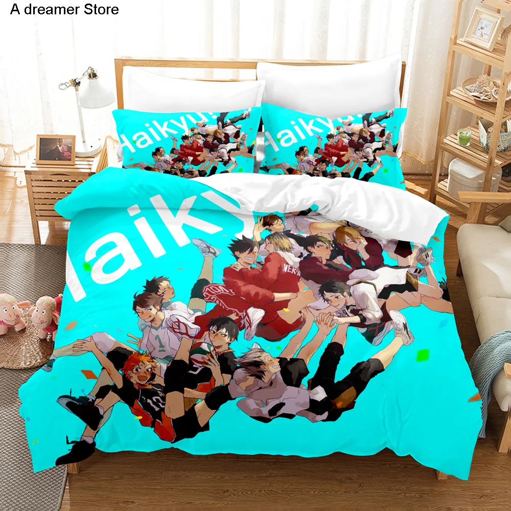 Haikyu Bedding Set Japan Famous Anime Comforter Duvet Cover Quilt And Pillowcase Bed Linen Bedroom Bedclothes Dropshipping Gift