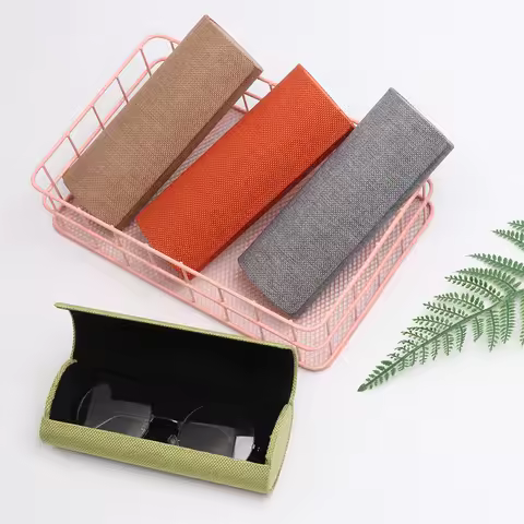Retro Oval Glasses Box Sunglasses Linen Folding Eyewear Case Optical Handmade Storage Glasses Case