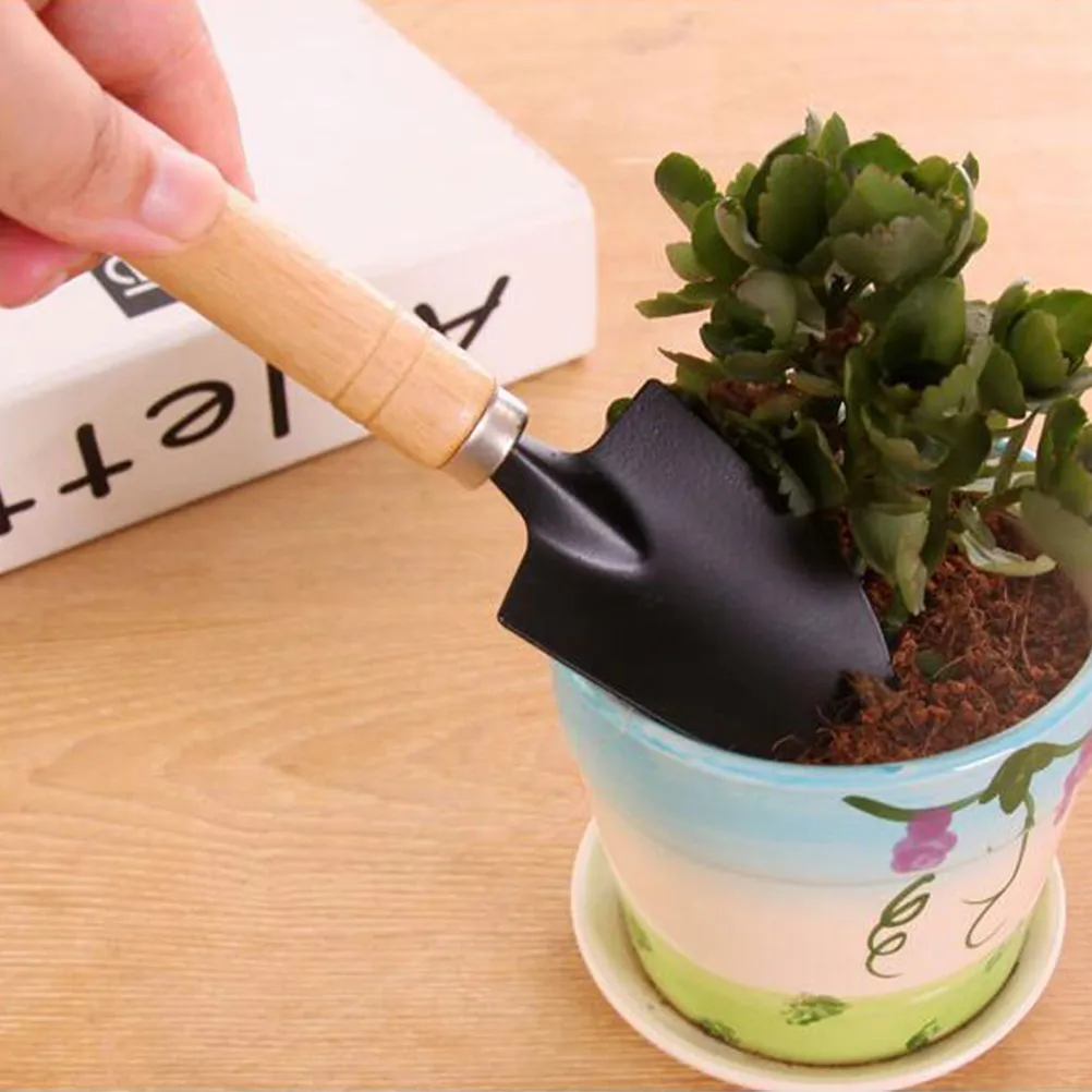 6Pcs Mini Gardening Tools Set with Smooth Polished Wooden Handles Eco-Friendly Lacquer Finish for Indoor Plants Small Gardens