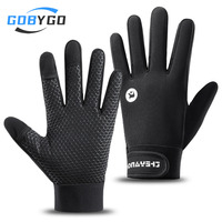 GOBYGO 1Pair Fall Winter Cycling Gloves Warm Outdoor Anti-slip Windproof Two Fingers Touch Screen Riding Fishing Climbing Gloves